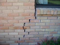 Cracked brick foundation